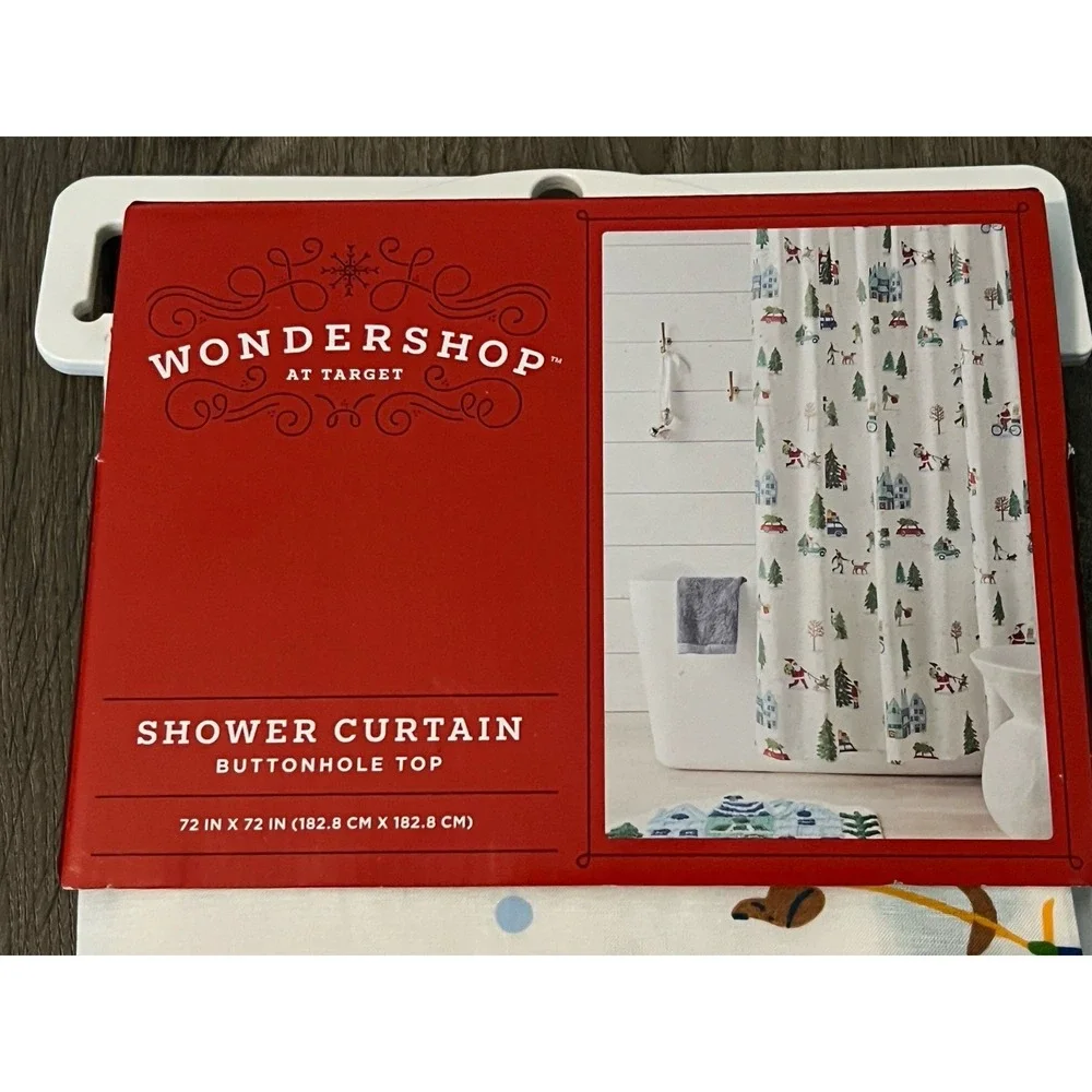 NWT Target Wondershop Green Tree Shower Curtain Viral Christmas Forrest‎ White